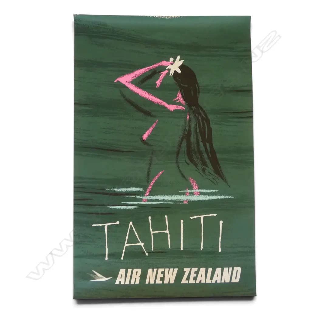 ARTHUR THOMPSON 'TAHITI' VINTAGE POSTER FOR AIR NEW ZEALAND 970 X 620MM Image 1++