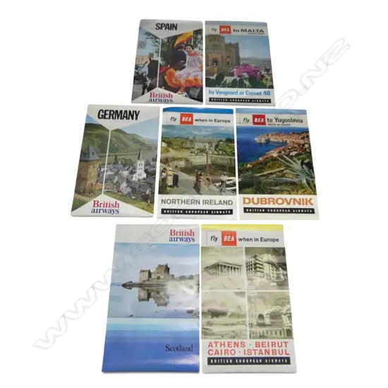 7 VINTAGE TRAVEL POSTERS FOR BEA AND BRITISH AIRWAYS 1010 X 660MM -see description