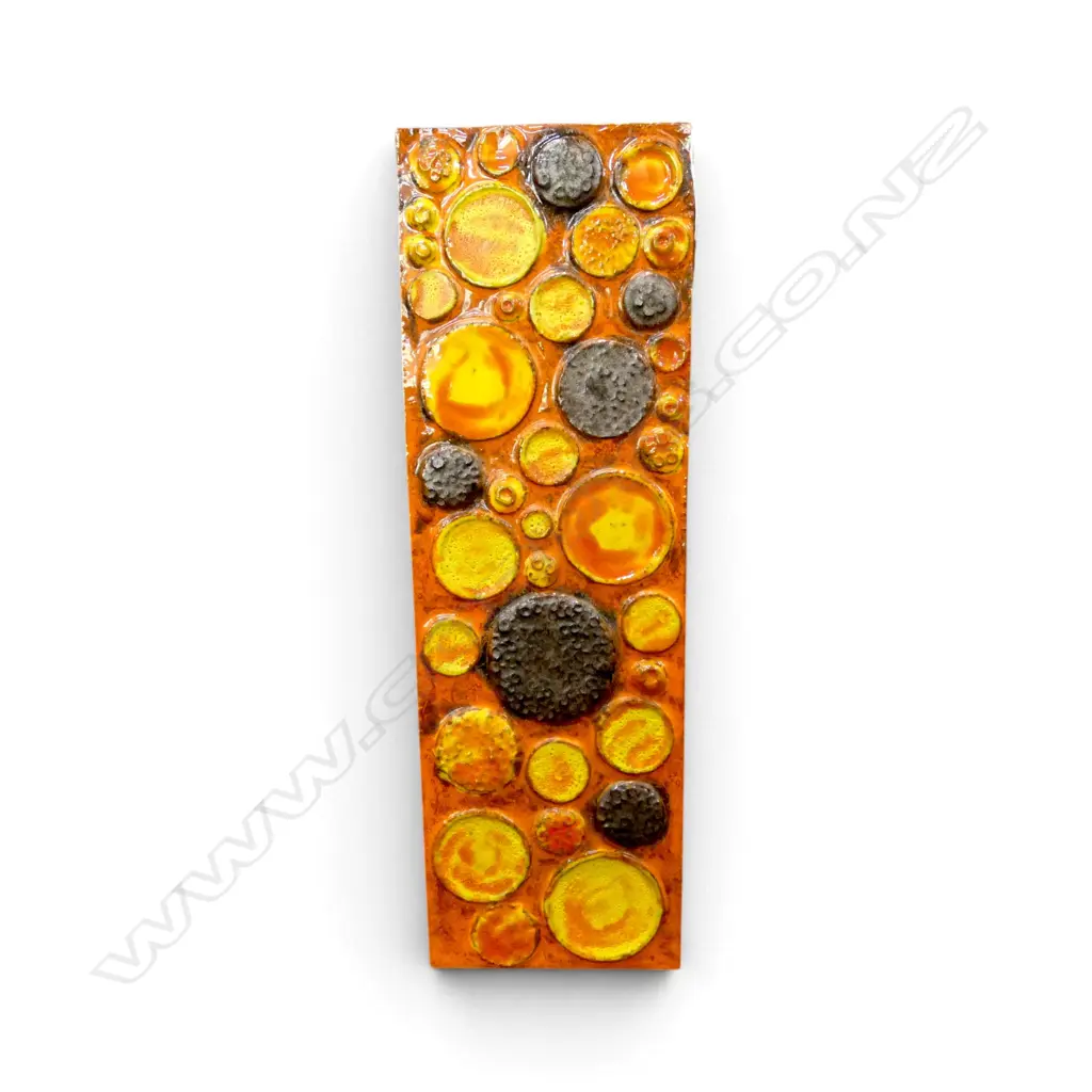 1960s WEST GERMAN CERAMIC WALL PLAQUE, GERDA HEUCKEROTH FOR CERAMANO 740x235mm Image 1++