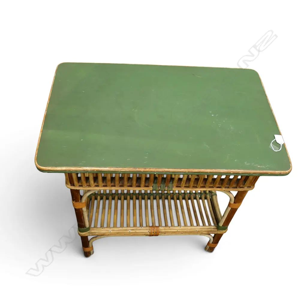 VINTAGE CARNIVAL CANE SIDE TABLE green top. 720 x 465 x 700mm. Image 1++