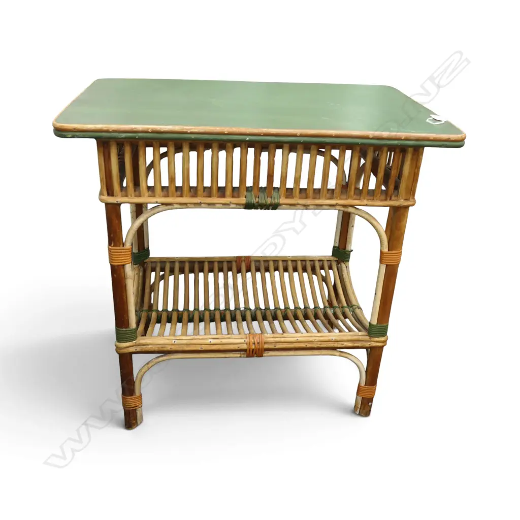 VINTAGE CARNIVAL CANE SIDE TABLE green top. 720 x 465 x 700mm. Image 1++