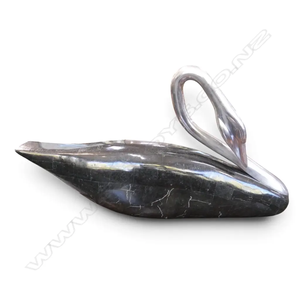 POLISHED STONE & CHROME SWAN L.800mm Image 1++