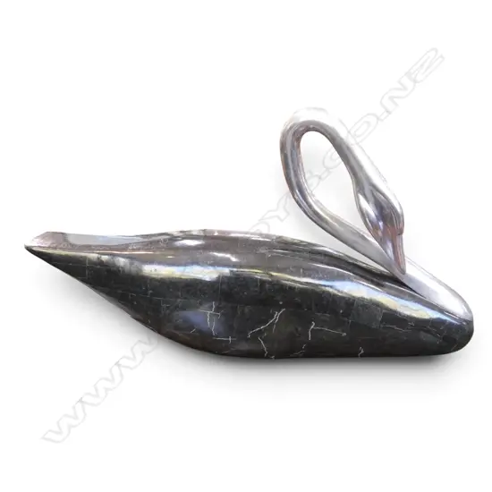 POLISHED STONE & CHROME SWAN L.800mm