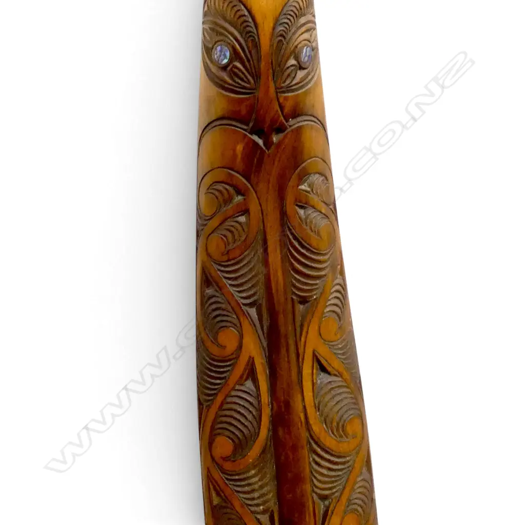 MODERN CARVED WAKA HOE (PADDLE) damage to blade tip L.1330mm Image 1++