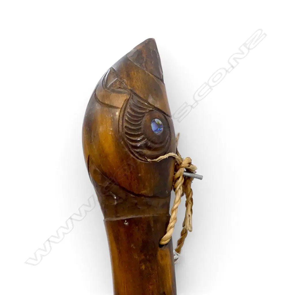 MODERN CARVED WAKA HOE (PADDLE) damage to blade tip L.1330mm Image 1++