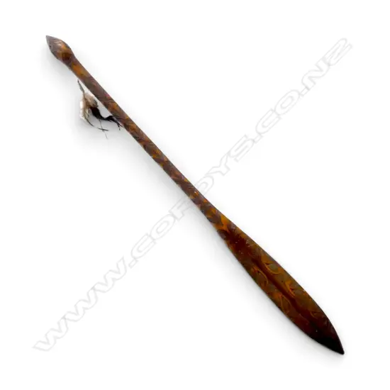 MODERN CARVED WAKA HOE (PADDLE) damage to blade tip L.1330mm
