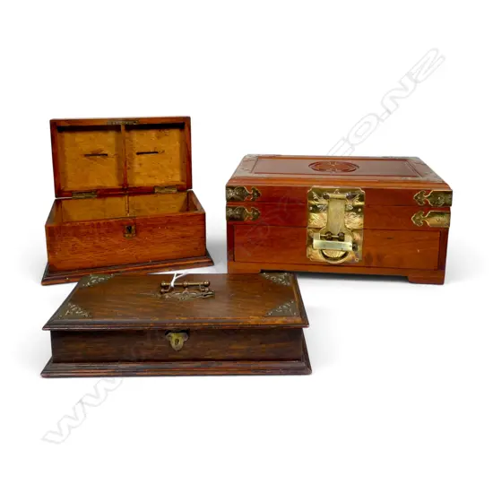3 WOODEN BOXES W.305mm