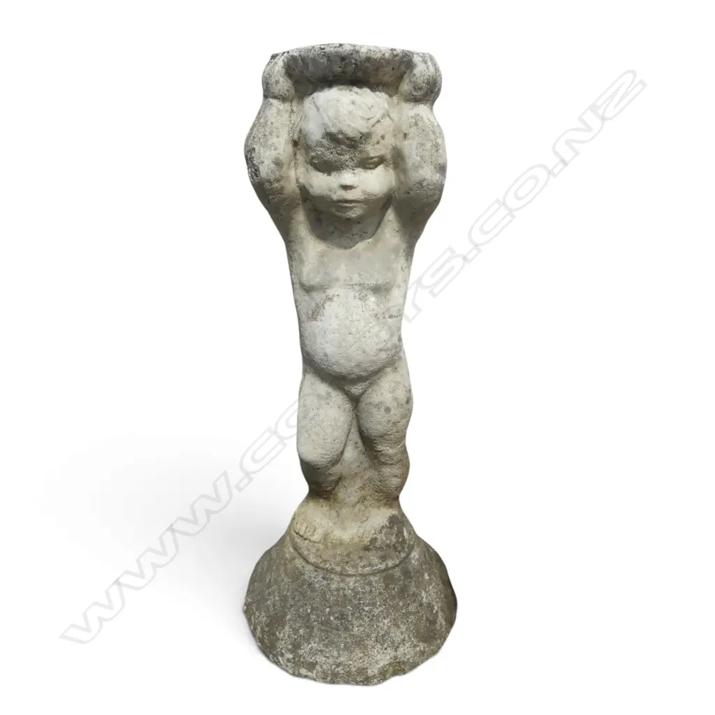 CONCRETE GARDEN CHERUB (BIRD BATH BASE) H.680mm Image 1++