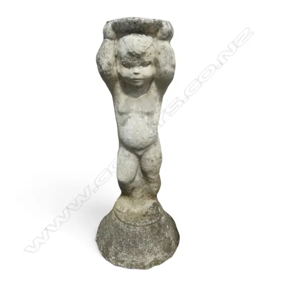 CONCRETE GARDEN CHERUB (BIRD BATH BASE) H.680mm