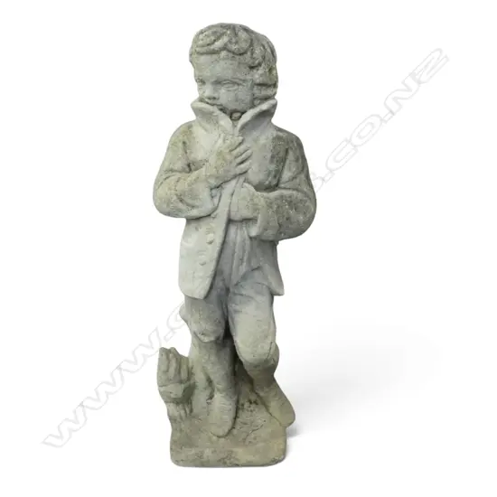 CONCRETE GARDEN FIGURE IN COAT H.760mm
