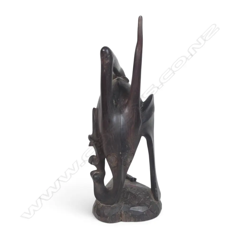 EAST AFRICAN DARK WOOD CARVING SCULPTURE OF SPIRITS WITH ABSTRACT & ELONGATED FORMS, 320 X 150MM Image 1++