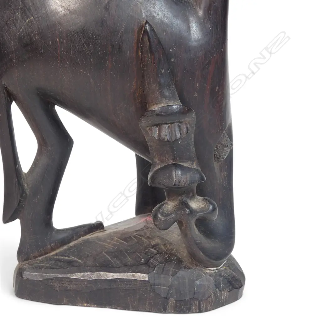 EAST AFRICAN DARK WOOD CARVING SCULPTURE OF SPIRITS WITH ABSTRACT & ELONGATED FORMS, 320 X 150MM Image 1++