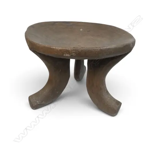 ETHIOPIAN (GURAGE TRIBE) CARVED TRIPOD WOODEN STOOL FOR THE CHIEFS, AGE PATINA,H.230MM DIA 380MM