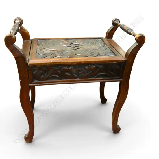 CARVED PIANO STOOL W.600mm