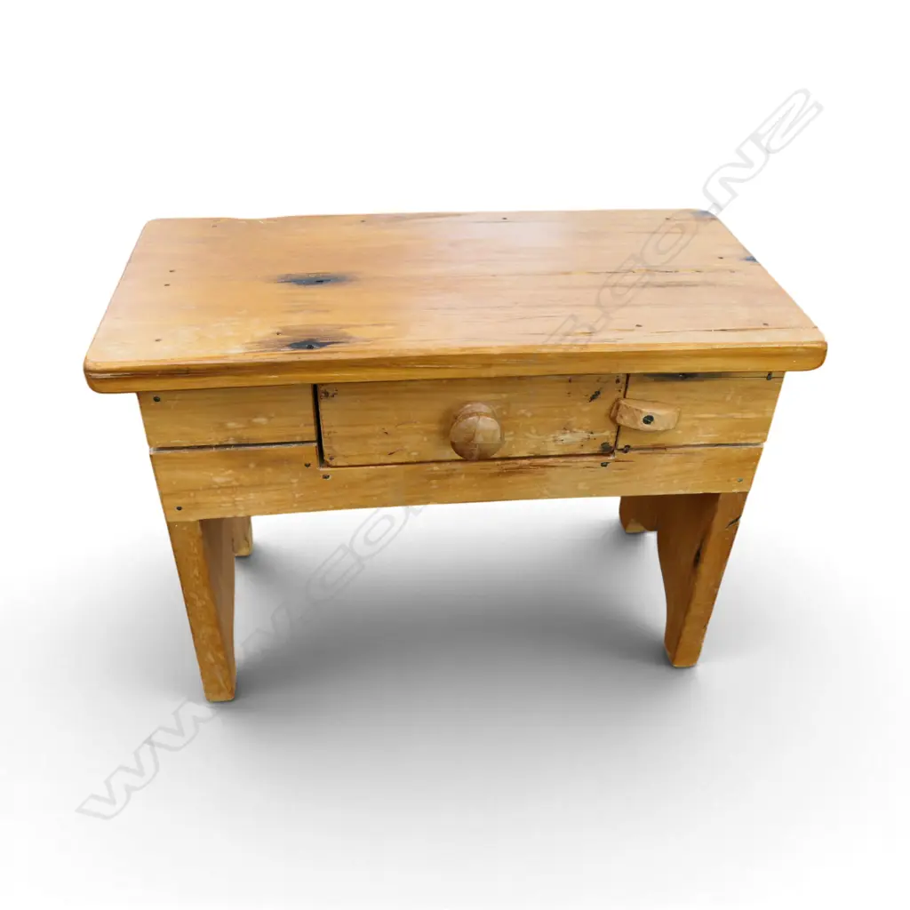 MAHOGANY DROP SIDE TEA TROLLEY W.765mm + WOODEN STOOL w. DRAWER W.455mm Image 1++