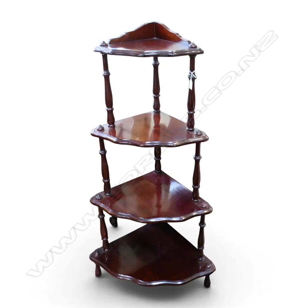MAHOGANY TAPERED CORNER WHATNOT STAND Image 1++