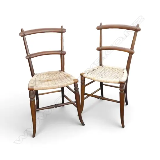 2 VINTAGE CHAIRS, WOVEN CANE SEATS