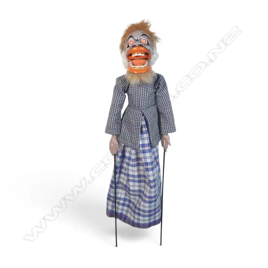 TRADITIONAL JAVANESE WOODEN ROD PUPPET. H.850MM