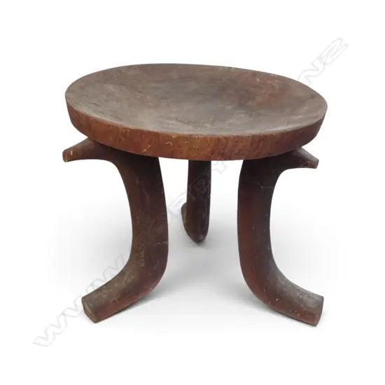 ETHIOPIAN (GURAGE TRIBE) CARVED TRIPOD WOODEN STOOL FOR THE CHIEFS, AGE PATINA,H.360MM DIA 340MM