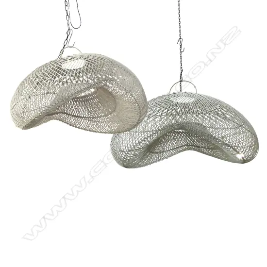 2 WHITE CANE PENDANTS W.800mm