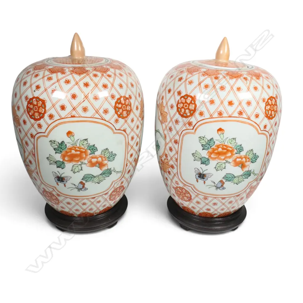 PR ORIENTAL LIDDED VASES H.355mm Image 1++