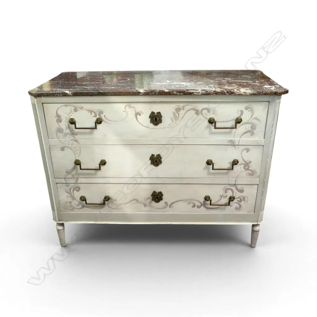 FRENCH STYLE MARBLE TOP CHEST OF DRAWERS 1120x560x830mm Image 1++