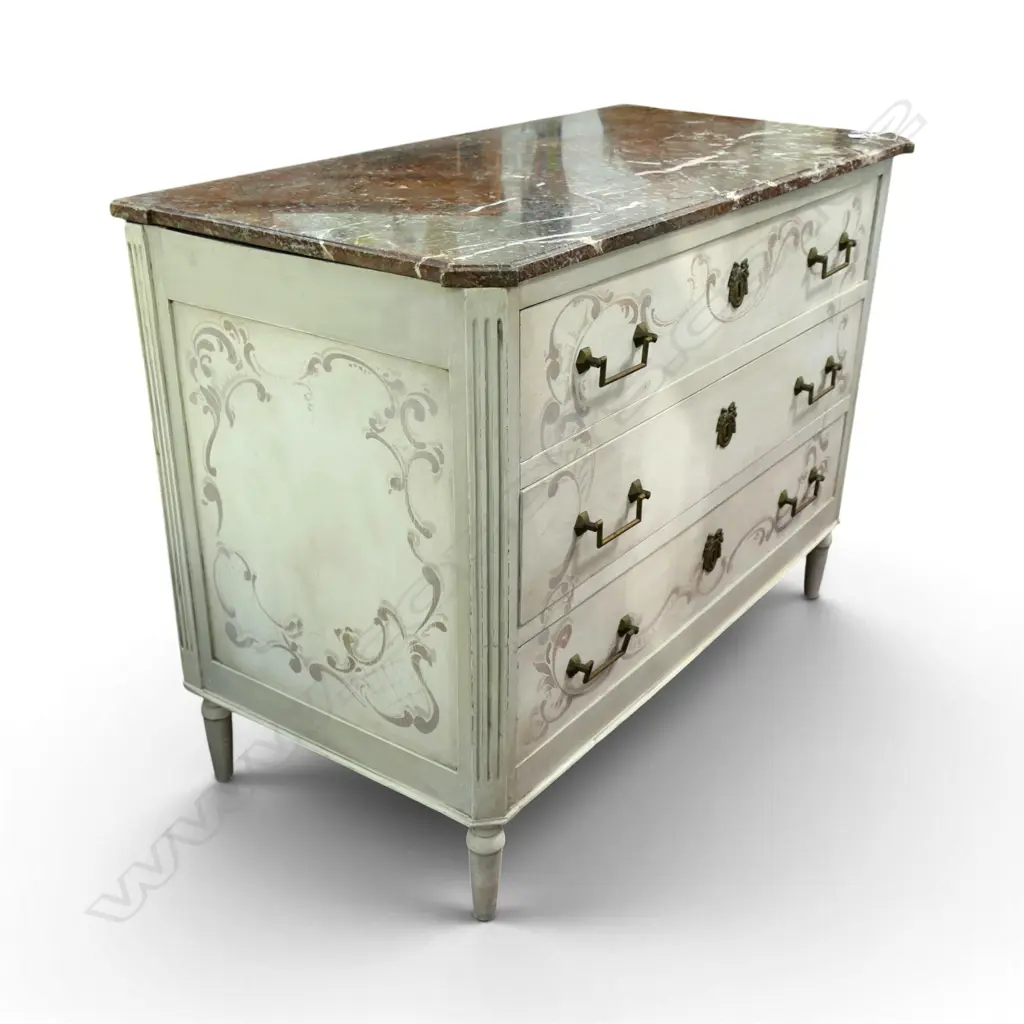 FRENCH STYLE MARBLE TOP CHEST OF DRAWERS 1120x560x830mm Image 1++