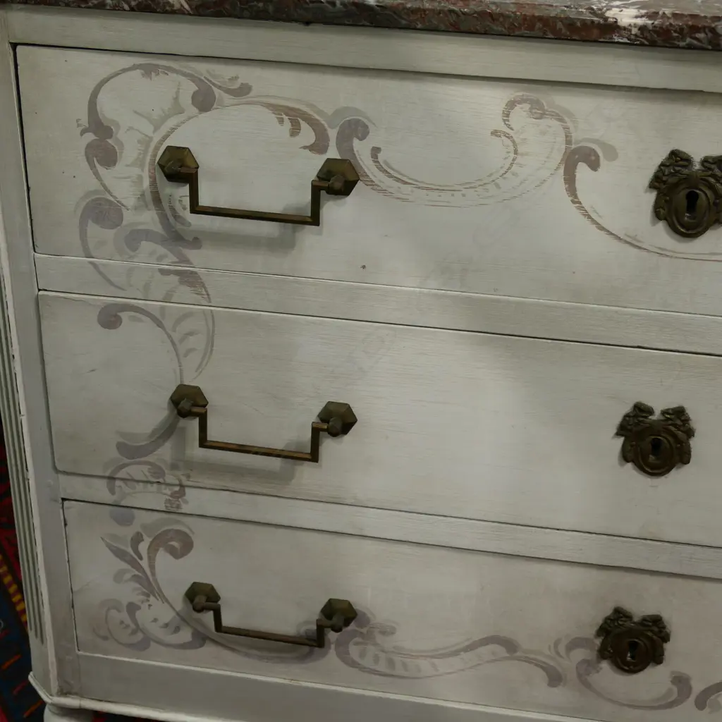 FRENCH STYLE MARBLE TOP CHEST OF DRAWERS 1120x560x830mm Image 1++