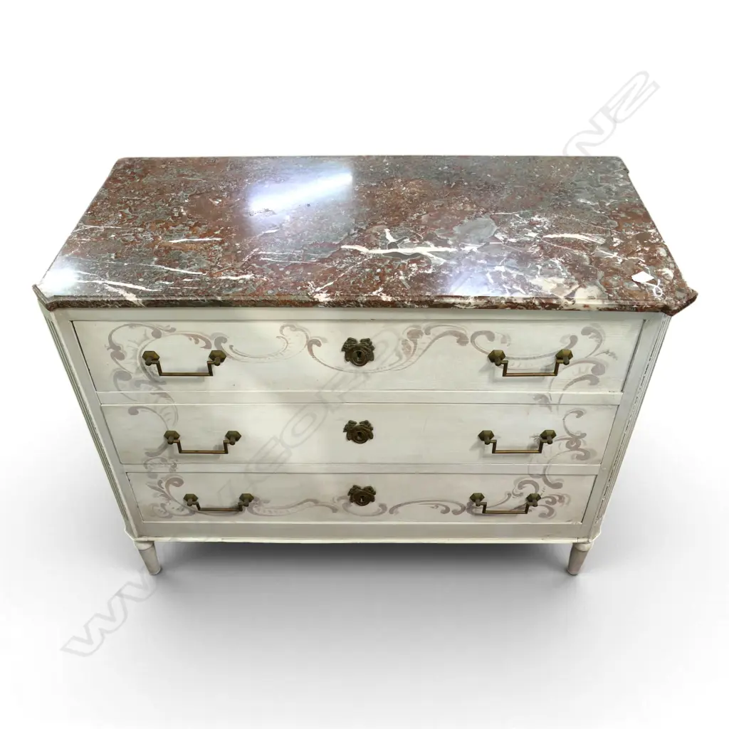 FRENCH STYLE MARBLE TOP CHEST OF DRAWERS 1120x560x830mm Image 1++