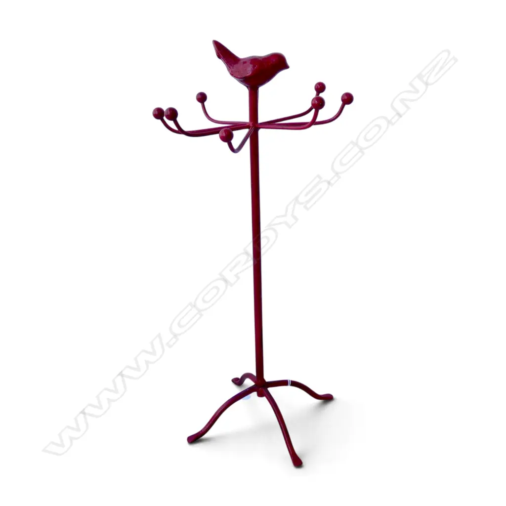VINTAGE CAST IRON JEWELLERY STAND w. BIRD FINIAL, H.340mm Image 1++