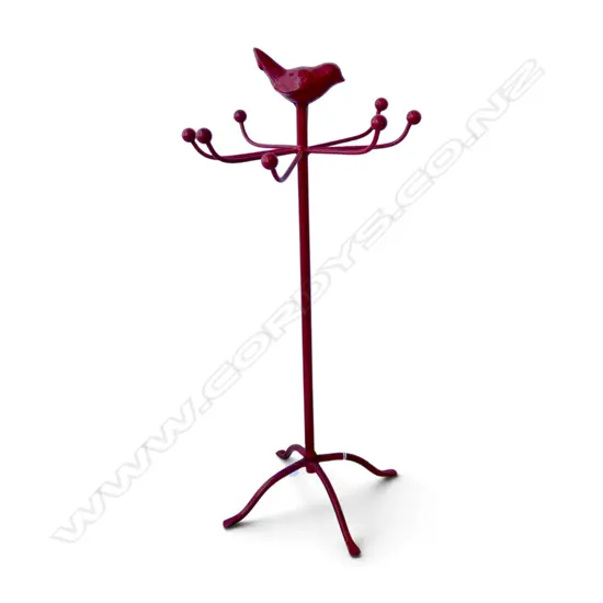 VINTAGE CAST IRON JEWELLERY STAND w. BIRD FINIAL, H.340mm