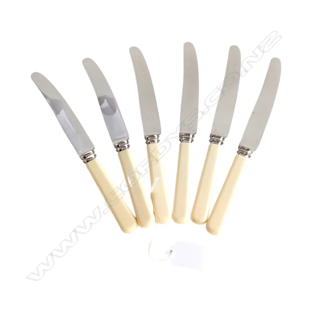 VINTAGE 'CRAFTSMAN' BOXED SET 6 TABLE KNIVES casein handles as new in wrapping etc Image 1++