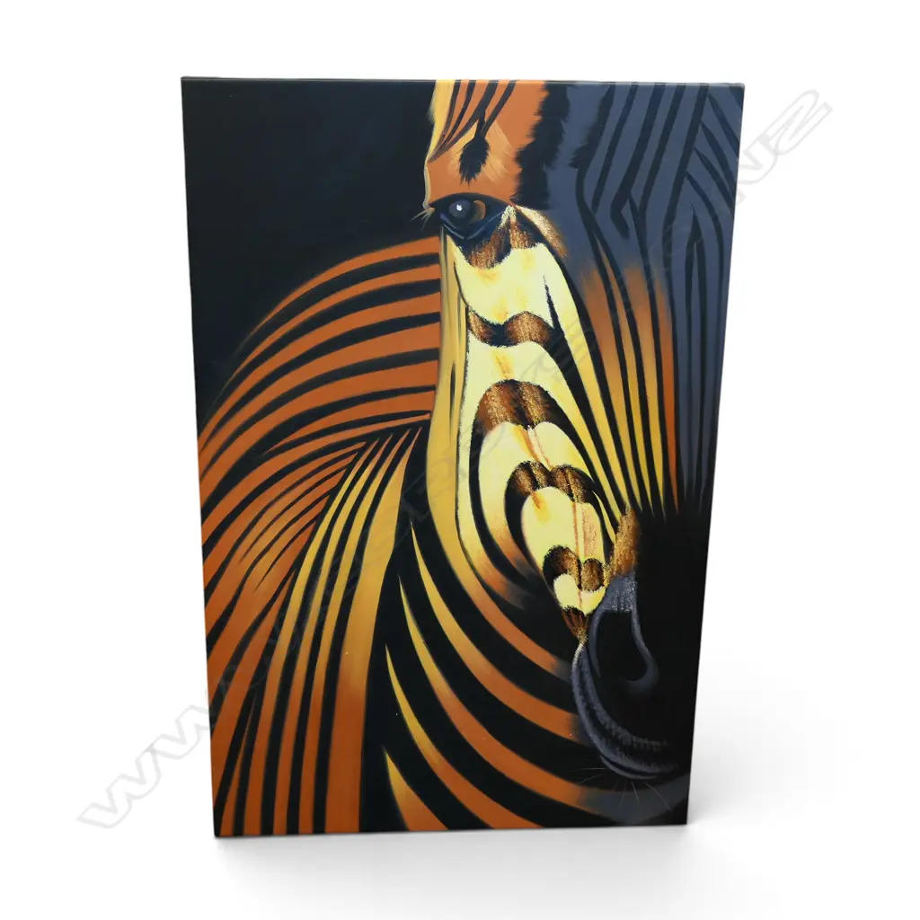 ARTIST UNKNOWN, ZEBRA, ACYRLIC ON CANVAS 860x570mm Image 1++