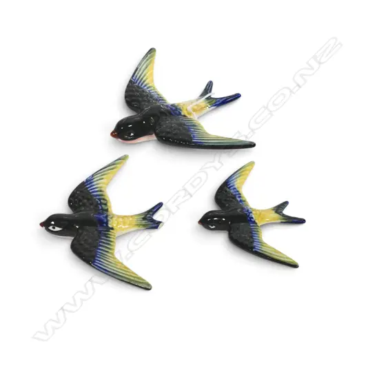 3 CERAMIC WALL BIRDS H.145mm one chip