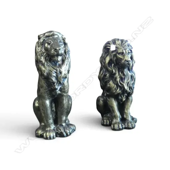 PAIR OF GILDED CONCRETE LIONS 580mm