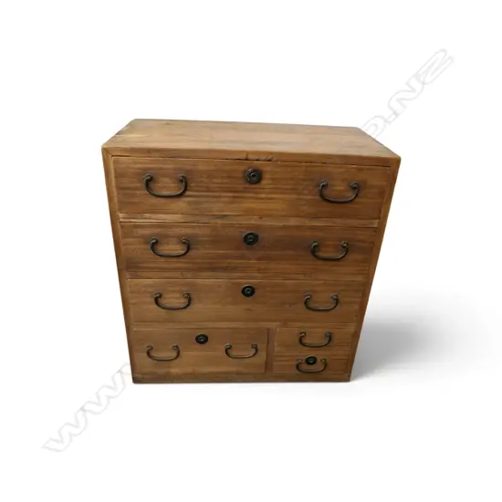 VINTAGE JAPANESE SMALL WOODEN TANSU CHEST. H.570mm