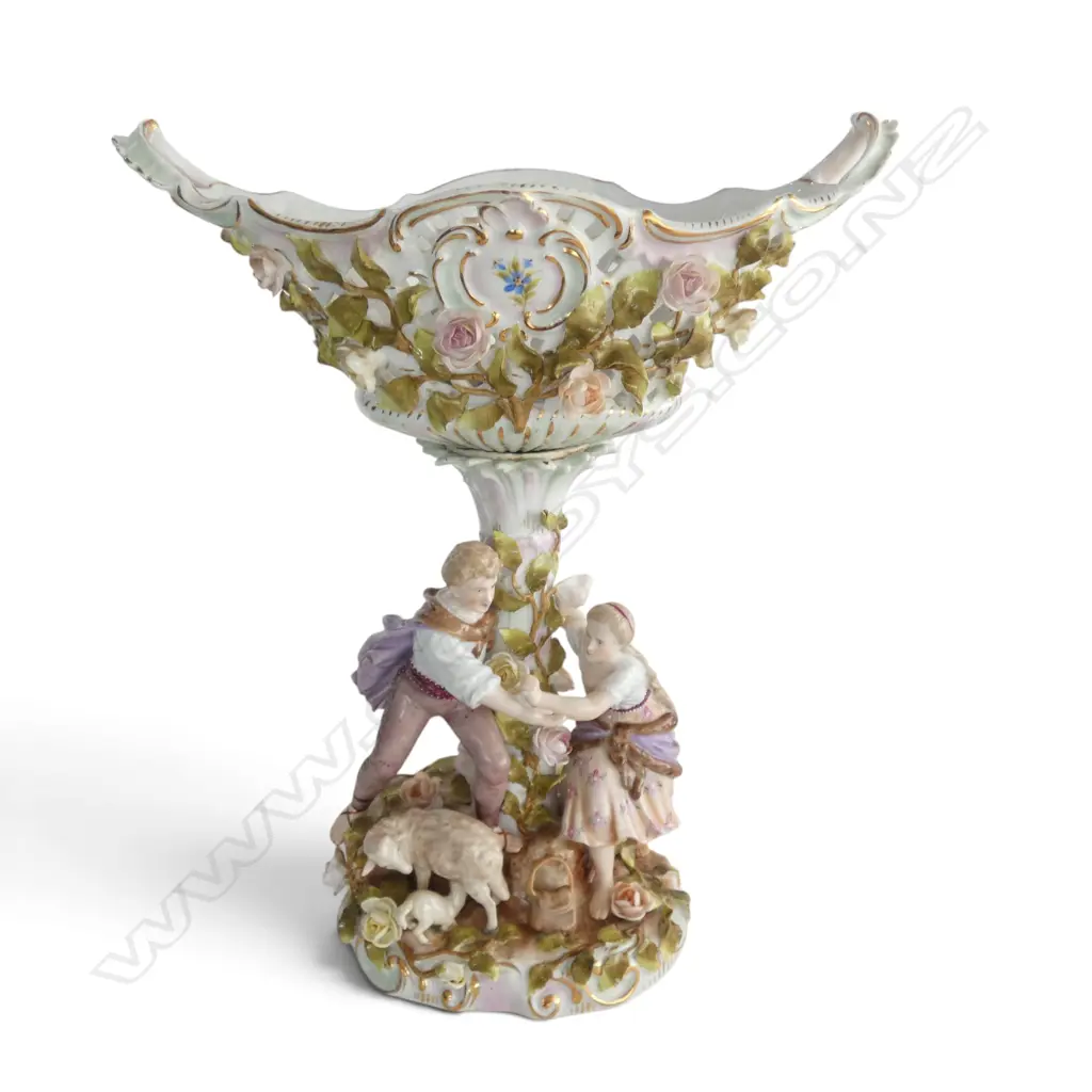 c1900 GERMAN SCHIERHOLZ & SOHN FIGURAL TABLE CENTRPIECE BOWL H.400mm. Very minor faults to the floral garlands Image 1++