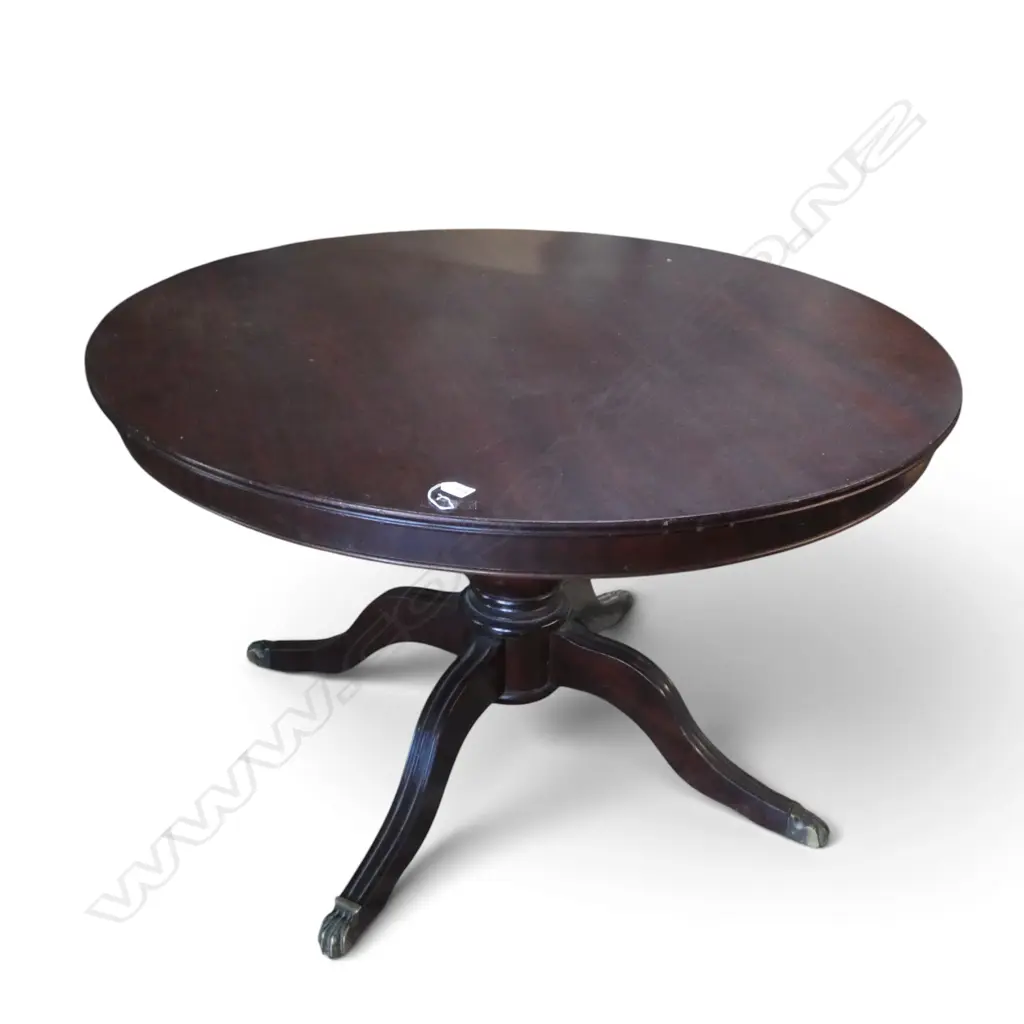 DINING TABLE W CARVED LEGS AND BRASS PAW-FOOT CASTERS Image 1++