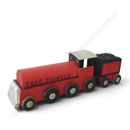 WOODEN TOY TRAIN faults L.670mm 