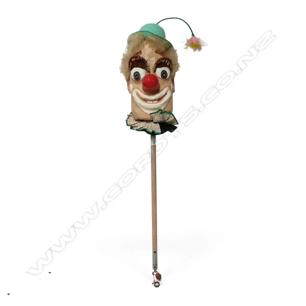 UNIQUE VINTAGE CRAFTSMAN MADE THEATRICAL CIRCUS WINKING CLOWN PUPPET HEAD H.1200mm Image 1++