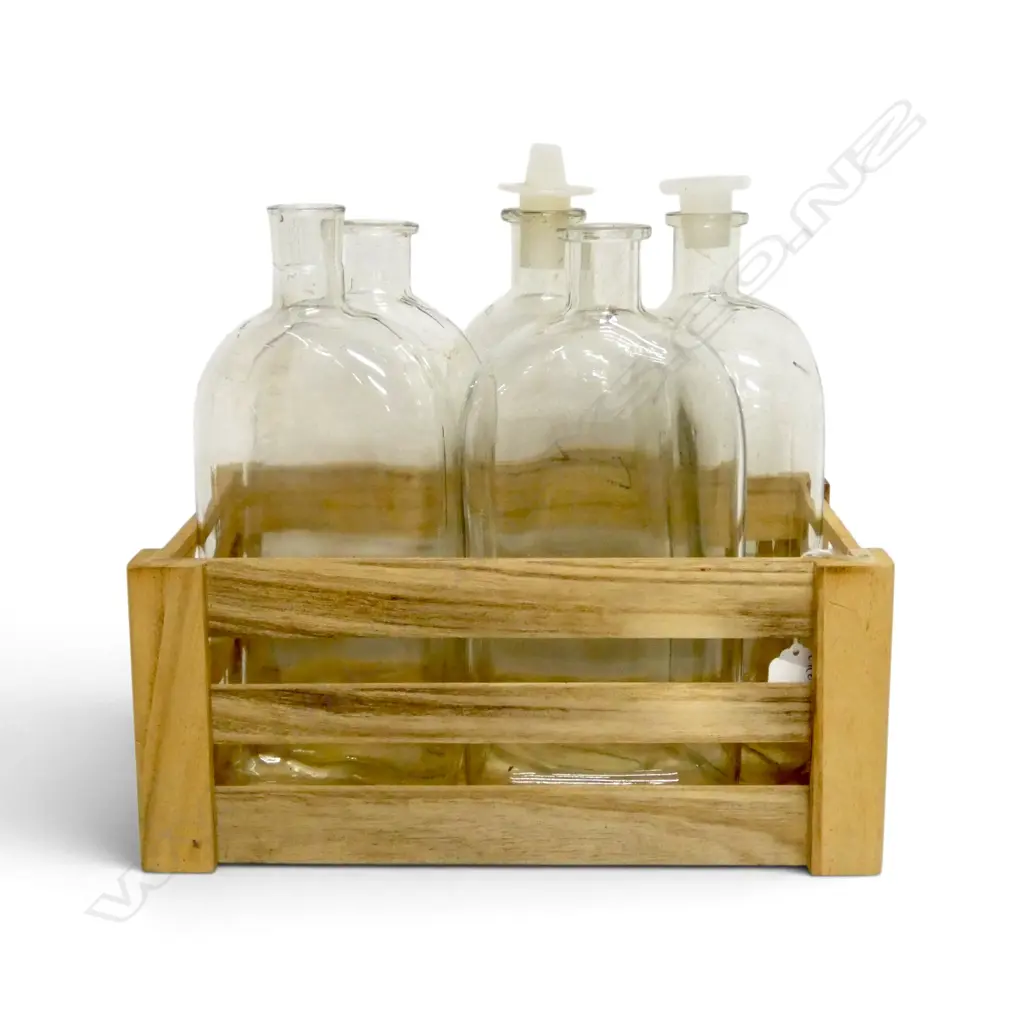 CRATE OF GLASS CHEMIST BOTTLES H.300mm Image 1++