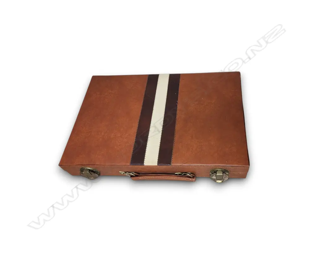 BACKGAMMON SET CLASSIC BOARD GAME WITH BROWN CASE Image 1++