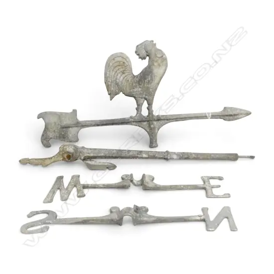 VINTAGE ALUMINIUM WEATHER VANE w. ROOSTER H.750mm