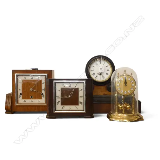 4 CLOCKS; 2 DECO, MANTEL & DOME