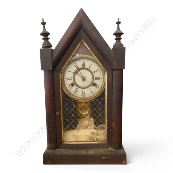 ANTIQUE CATHEDRAL TOPPED  MANTLE CLOCK H550MM