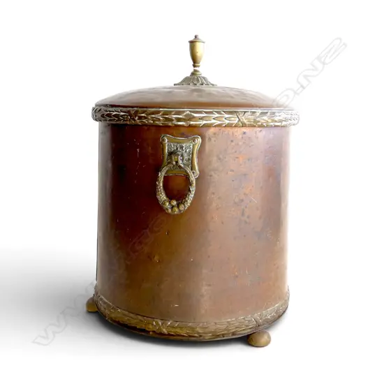 VINTAGE COPPER LIDDED CONTAINER H.410mm