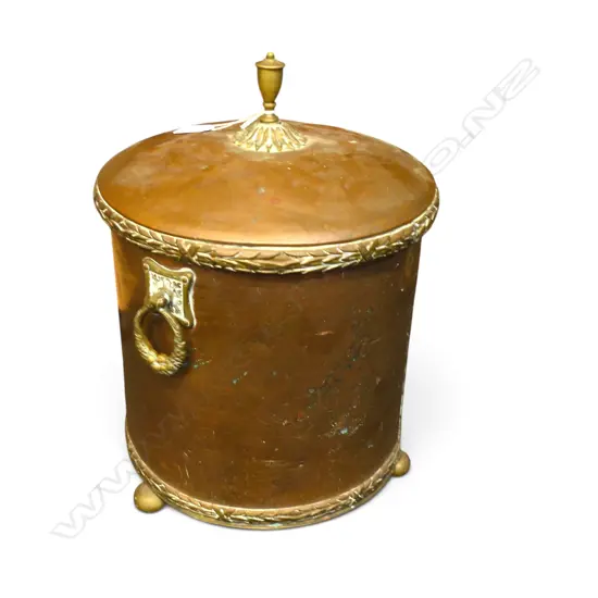 VINTAGE COPPER LIDDED CONTAINER H.410mm
