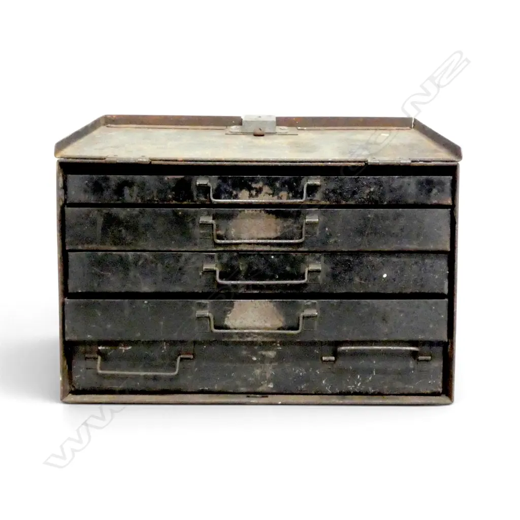 VINTAGE WORKMANS TOOL BOX w. DRAWERS 365x255x230mm Image 1++