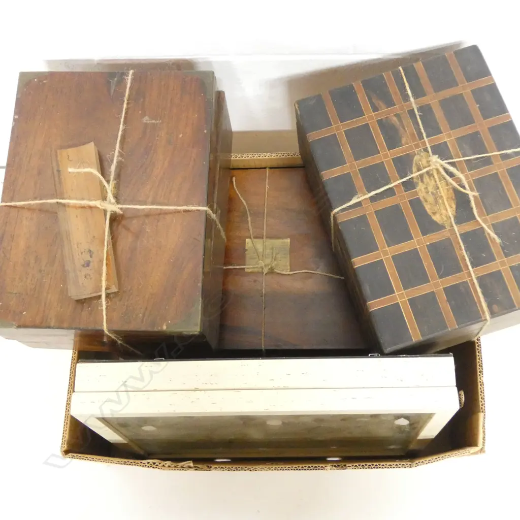 3 OLD WRITING BOXES faults + SMALL GLASS DISPLAY BOX 310x385mm Image 1++