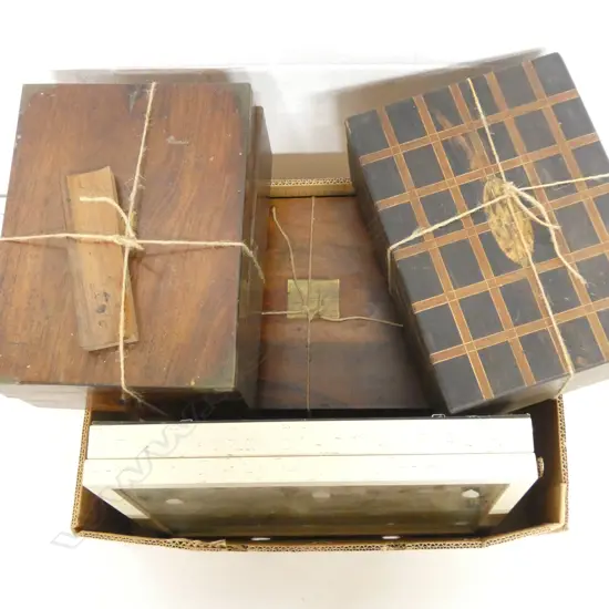 3 OLD WRITING BOXES faults + SMALL GLASS DISPLAY BOX 310x385mm